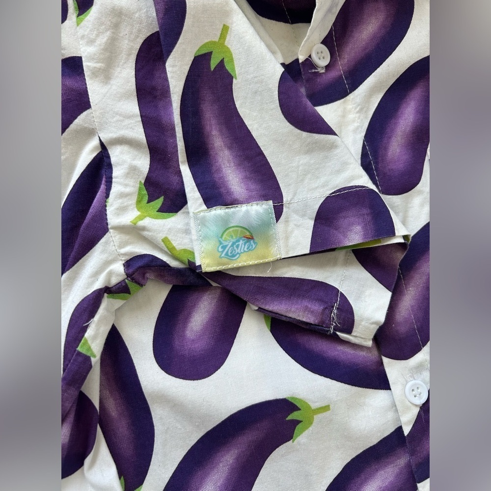 ZESTIES MALE ROMPER-EGGPLANT COTTON/SPANDEX BLEND, STRETCHY Sz. S. QUIRKY - Picture 3 of 10